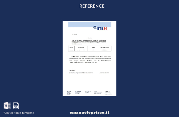 modello di riferimento per la chiusura bancaria VTB in stile verificato Russia